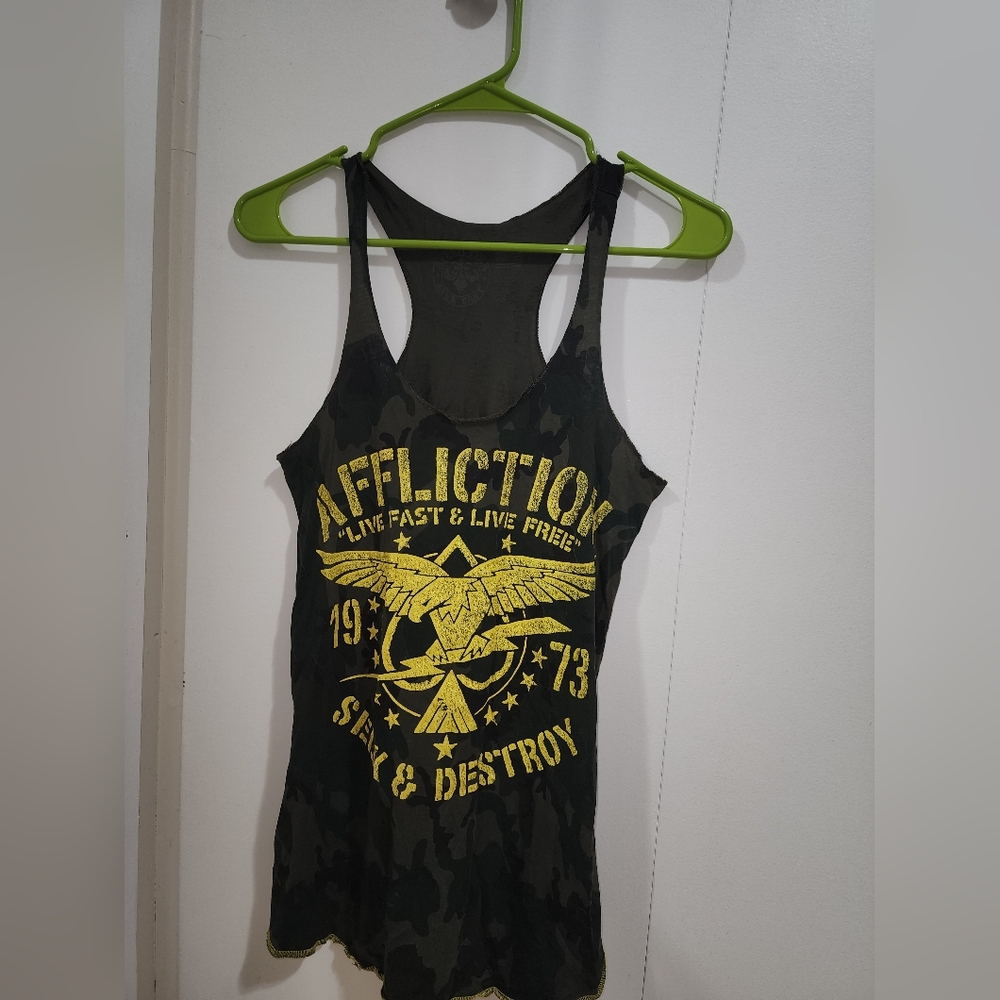 Affliction camo tank top